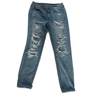 American Eagle Outfitters Jeans Jegging Skinny Tom Girl Distressed Button Size 2